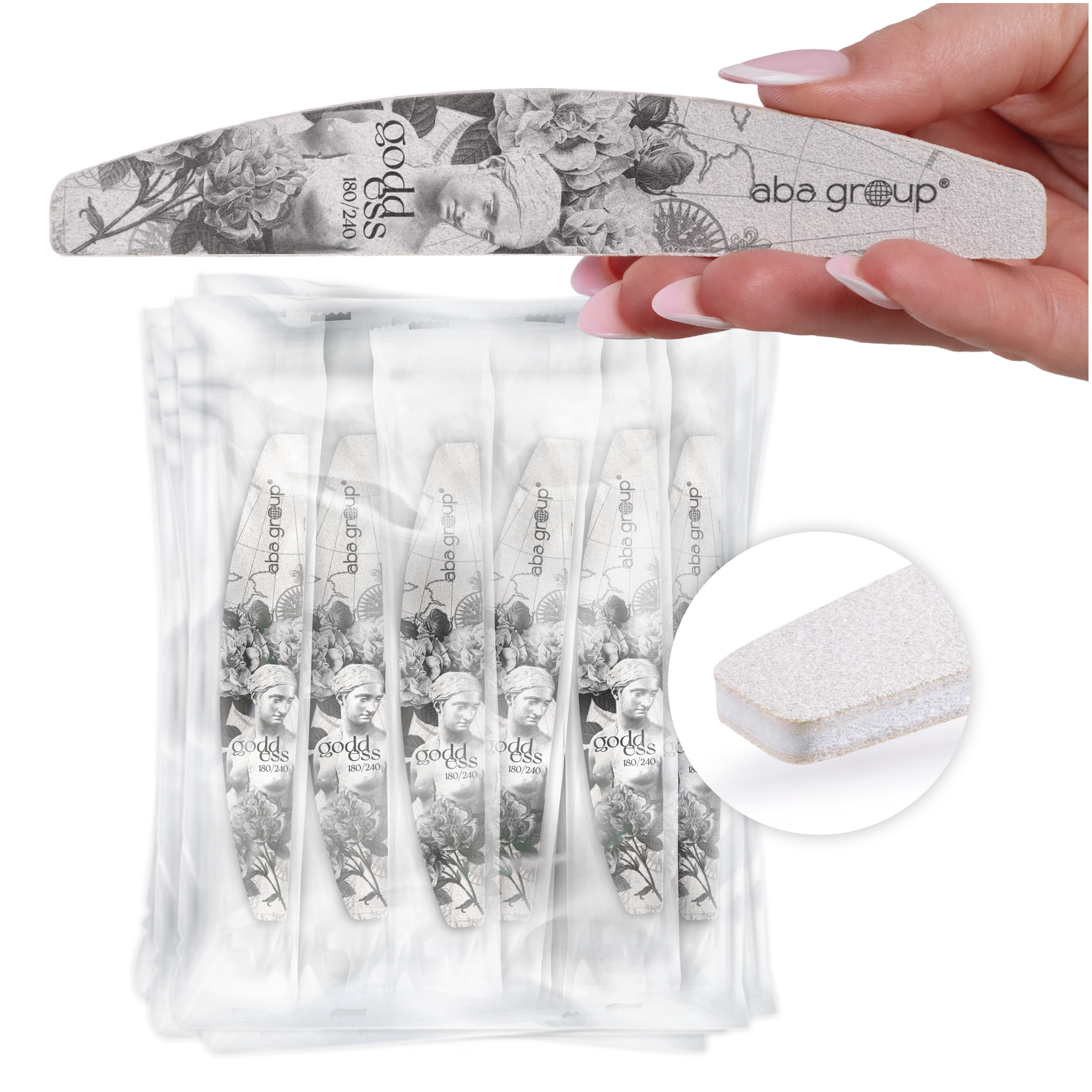 Aba Group BEZPEČNÝ BALÍČEK Pilník na nehty PŮLMĚSÍC 180/240 Small, STANDARD, 100 pcs