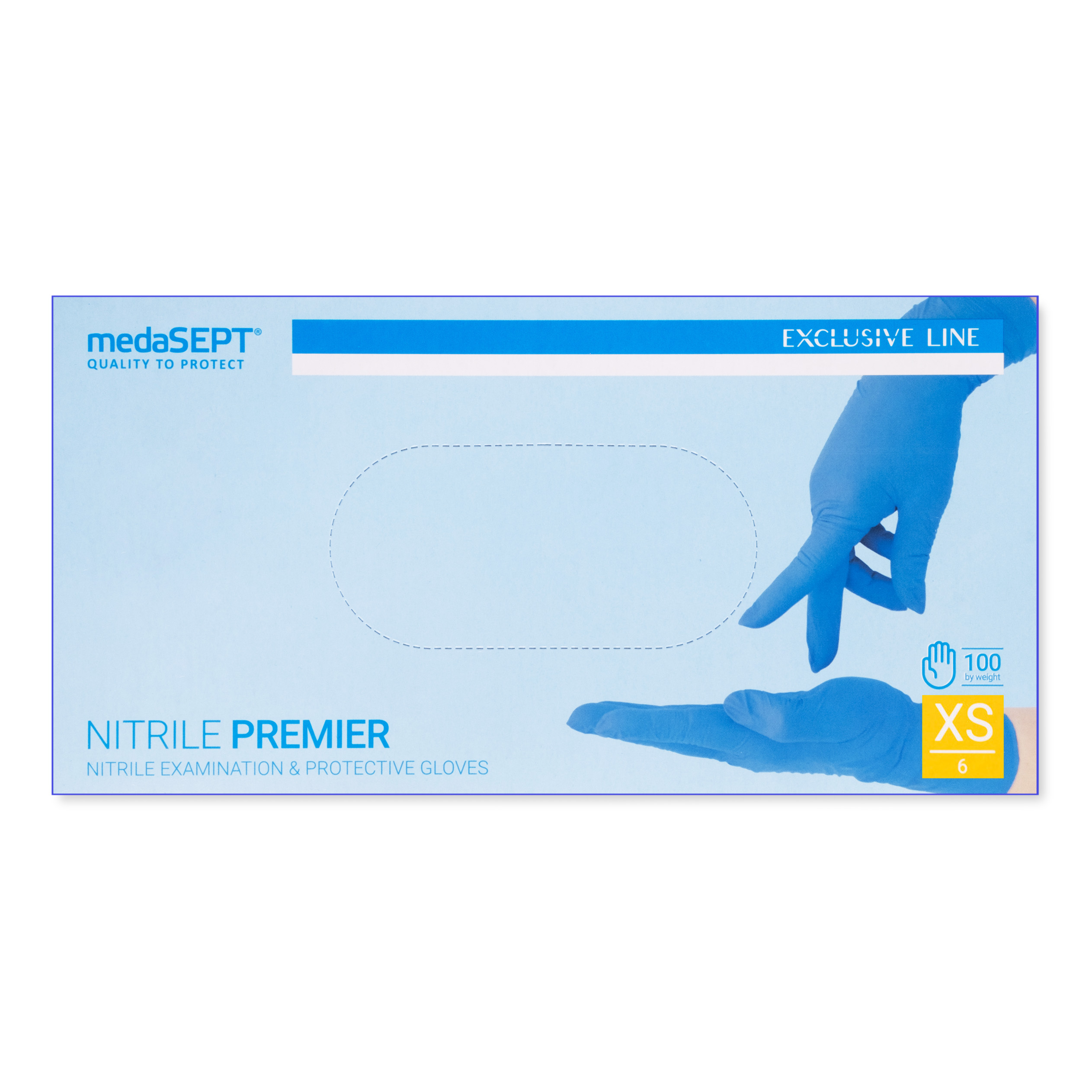 medaSEPT NITRILE PREMIER XS diagnostické rukavice, nitrilové, bez pudru, blue 100 ks. - Obrázek 2