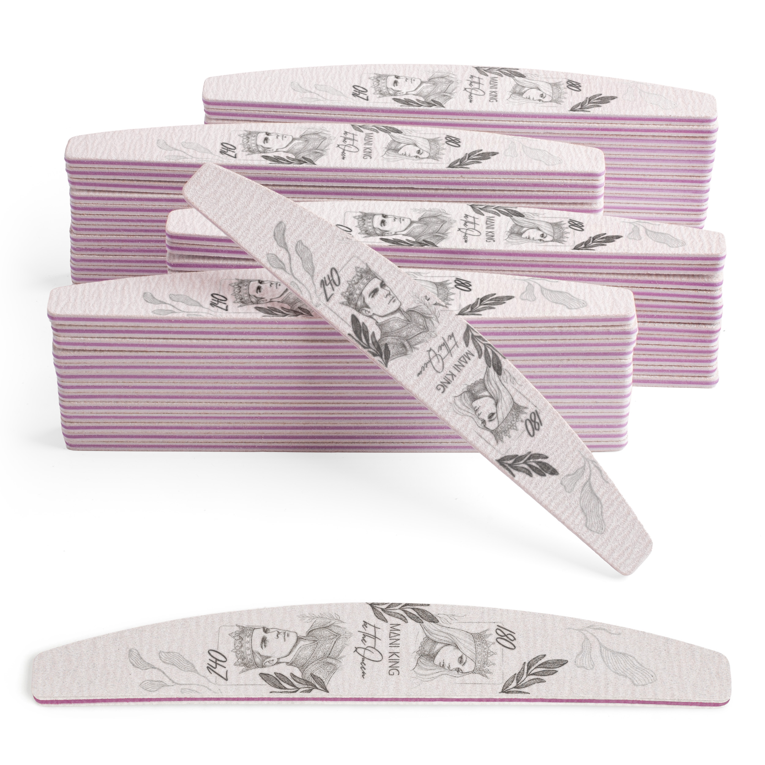 MANI KING Pilník na nehty zebra QUEEN 100/180 standard, 100 ks