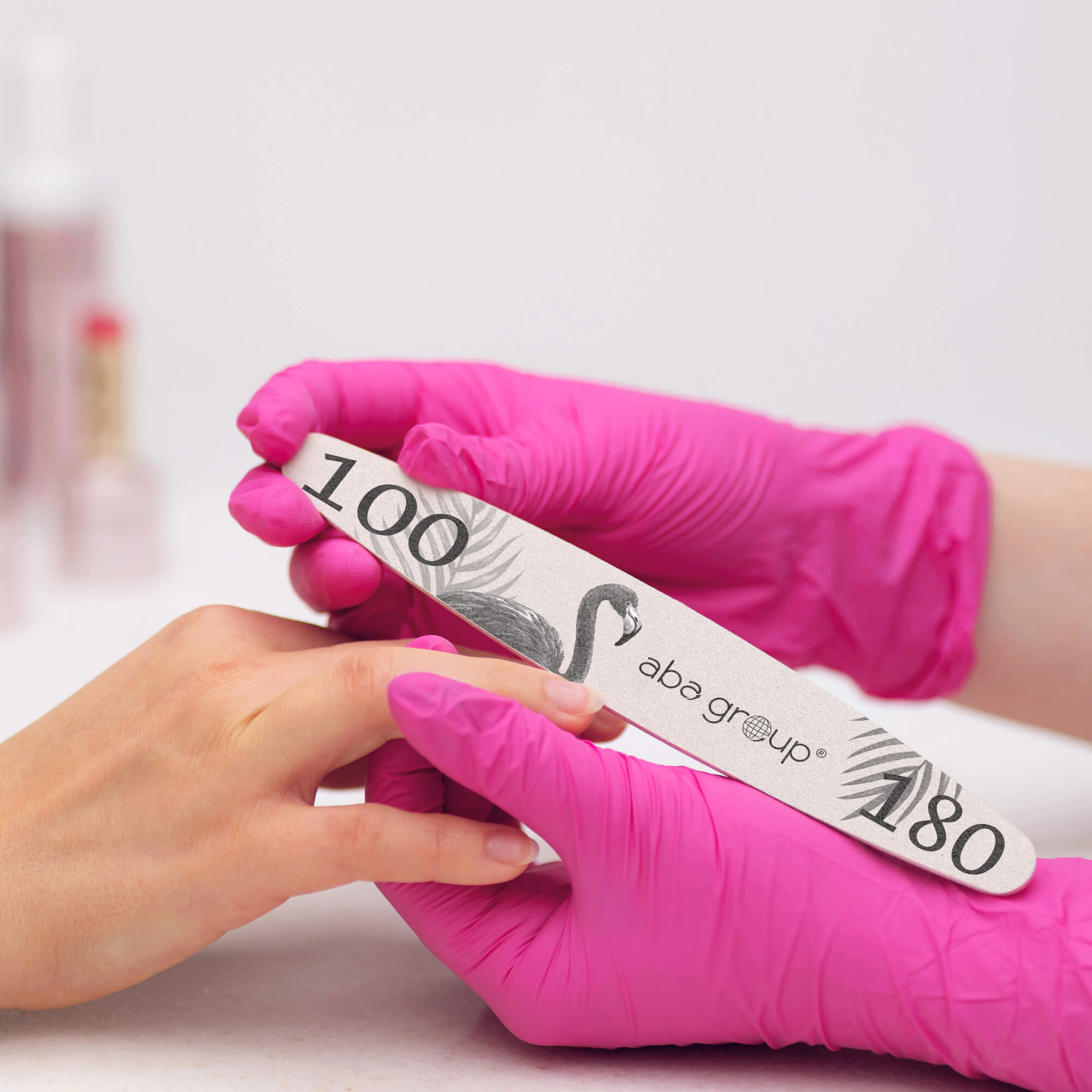 Aba Group Nagelfeilen Set Flamingo - 25 Stück, Einweg, 100/180 Körnung, Professionell Für Gel & Naturnägel