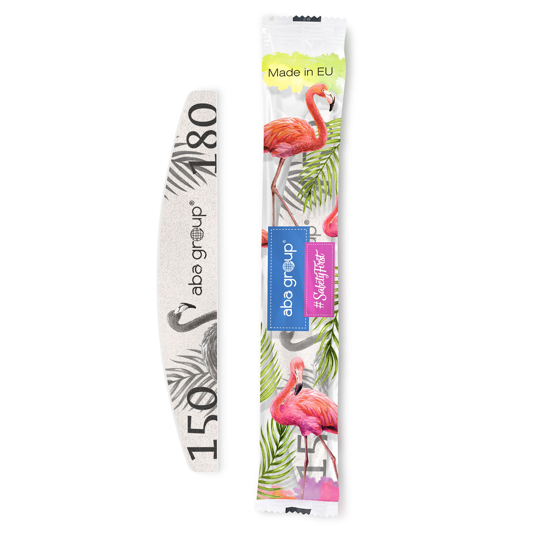 SICHERES PAKET Nagelfeile FLAMINGO Aba Group HALBMOND 150/180 STANDARD