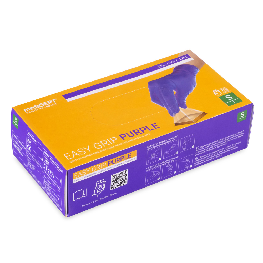 MedaSEPT EASYGRIP PURPLE Diagnostik-Handschuhe, puderfreies Nitril, violett, Größe S, 100 Stück.