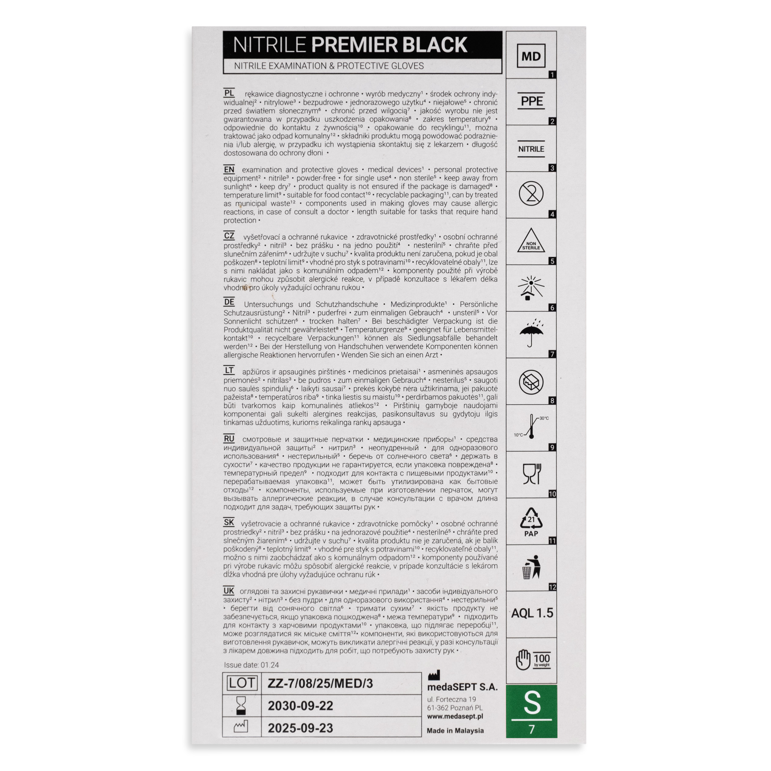 medaSEPT NITRILE PREMIER S Diagnosehandschuhe, Nitril, puderfrei, schwarz, 100 Stück – Bild 3