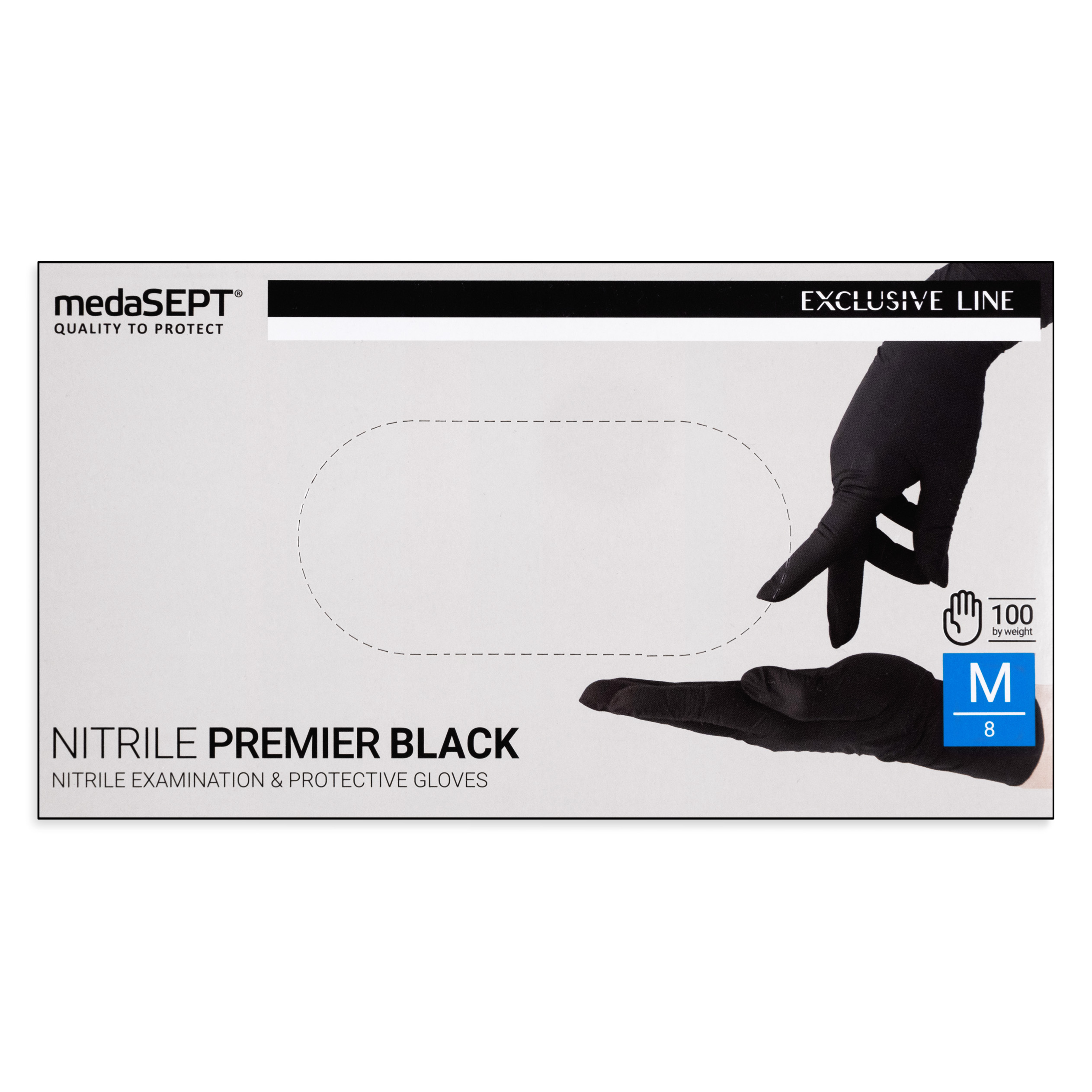medaSEPT NITRILE PREMIER M Diagnosehandschuhe, Nitril, puderfrei, schwarz, 100 Stück – Bild 2