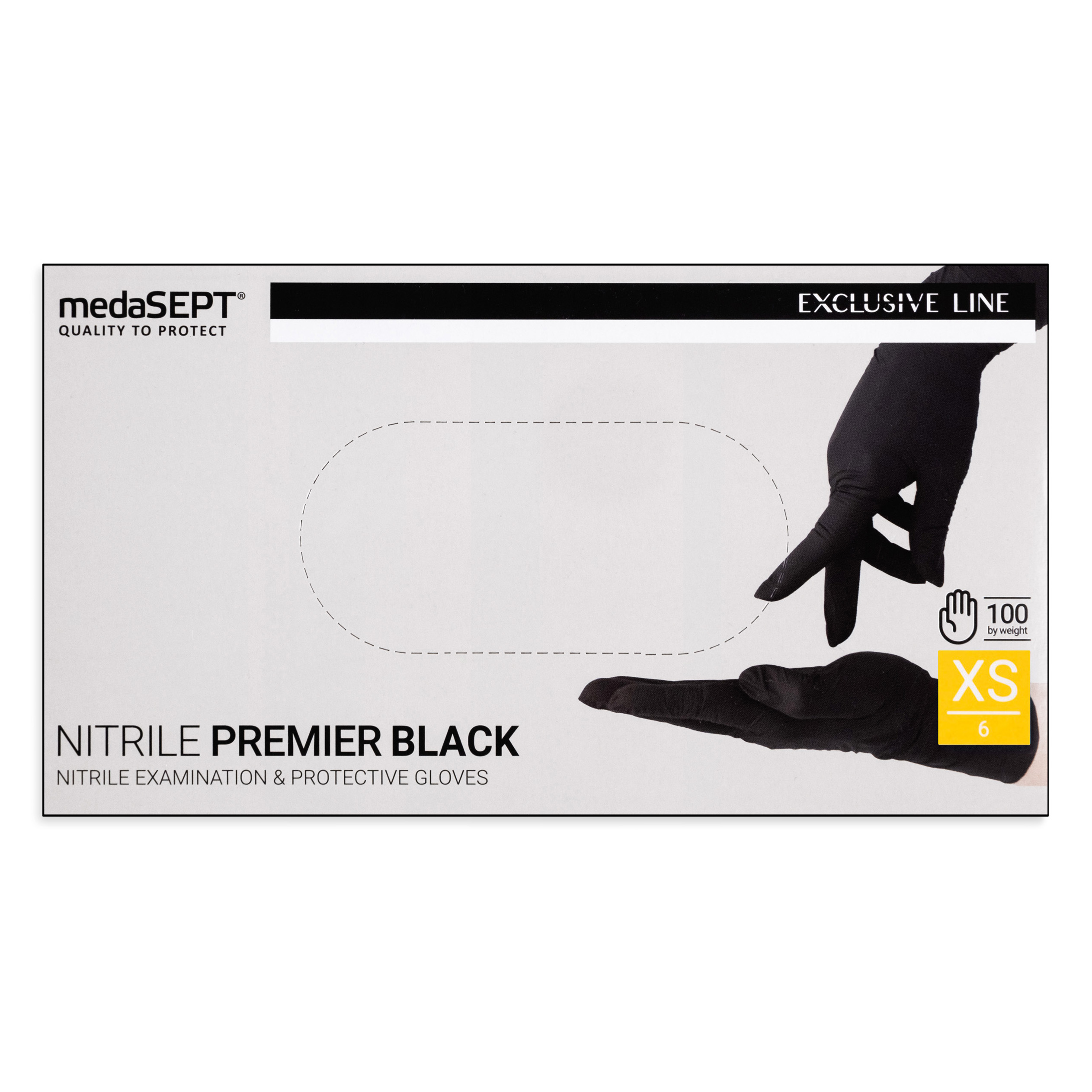 medaSEPT NITRILE PREMIER XS Diagnosehandschuhe, Nitril, puderfrei, schwarz, 100 Stück – Bild 2