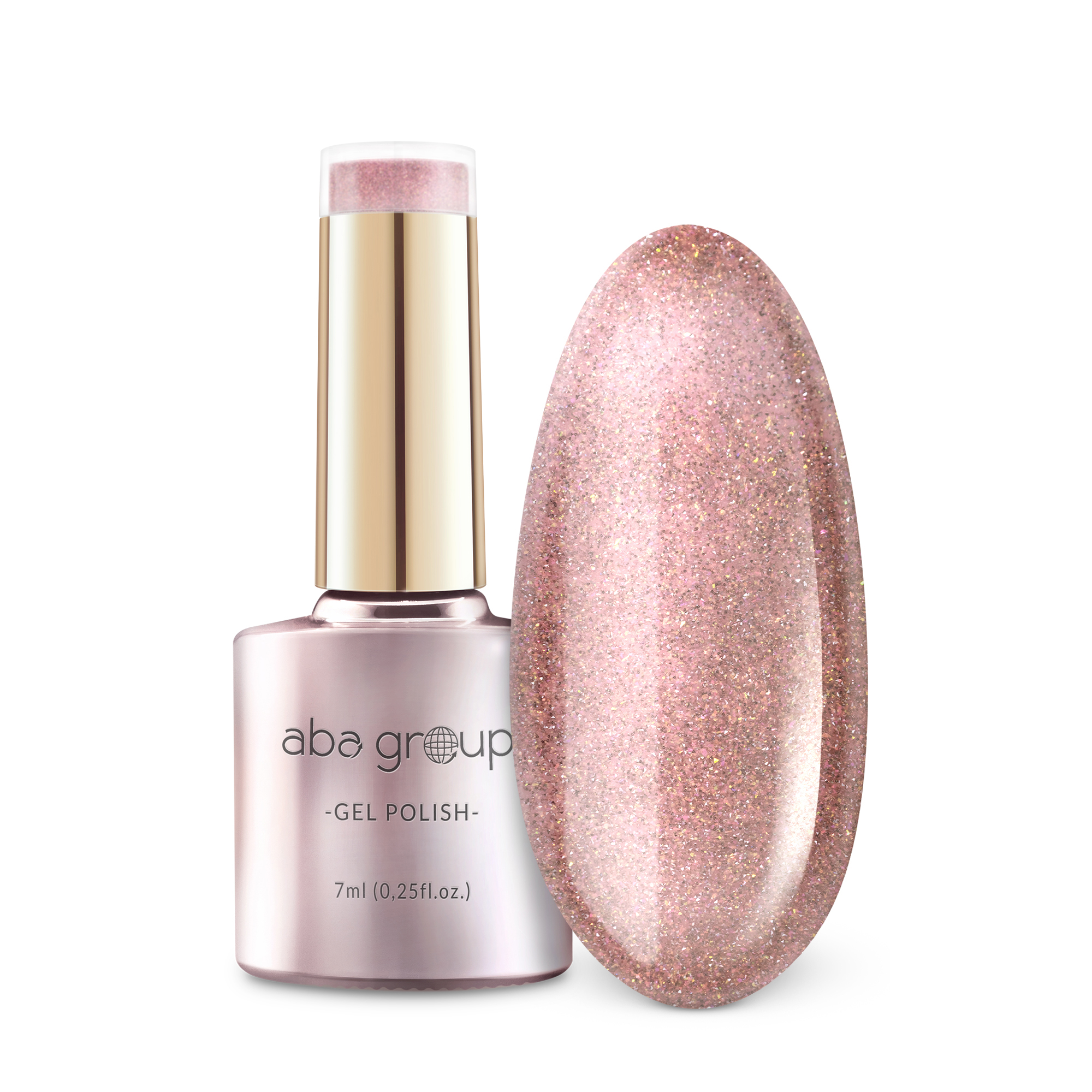 Aba Group Hybrid-Nagellack Altrosa Holo mit Glitzerpartikeln 743 Blush Flush - 7 ml