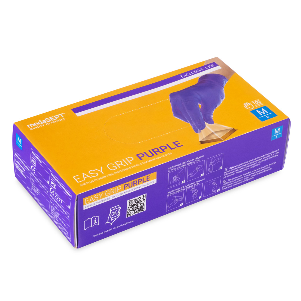 medaSEPT EASYGRIP PURPLE Diagnostic gloves, powder-free nitrile, purple, size M, 100pcs.