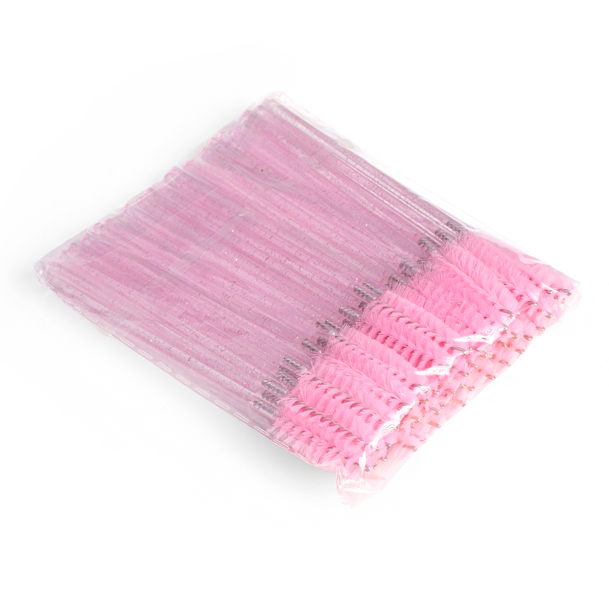 Glitter nylon eyelash brushes (50 pcs) pink