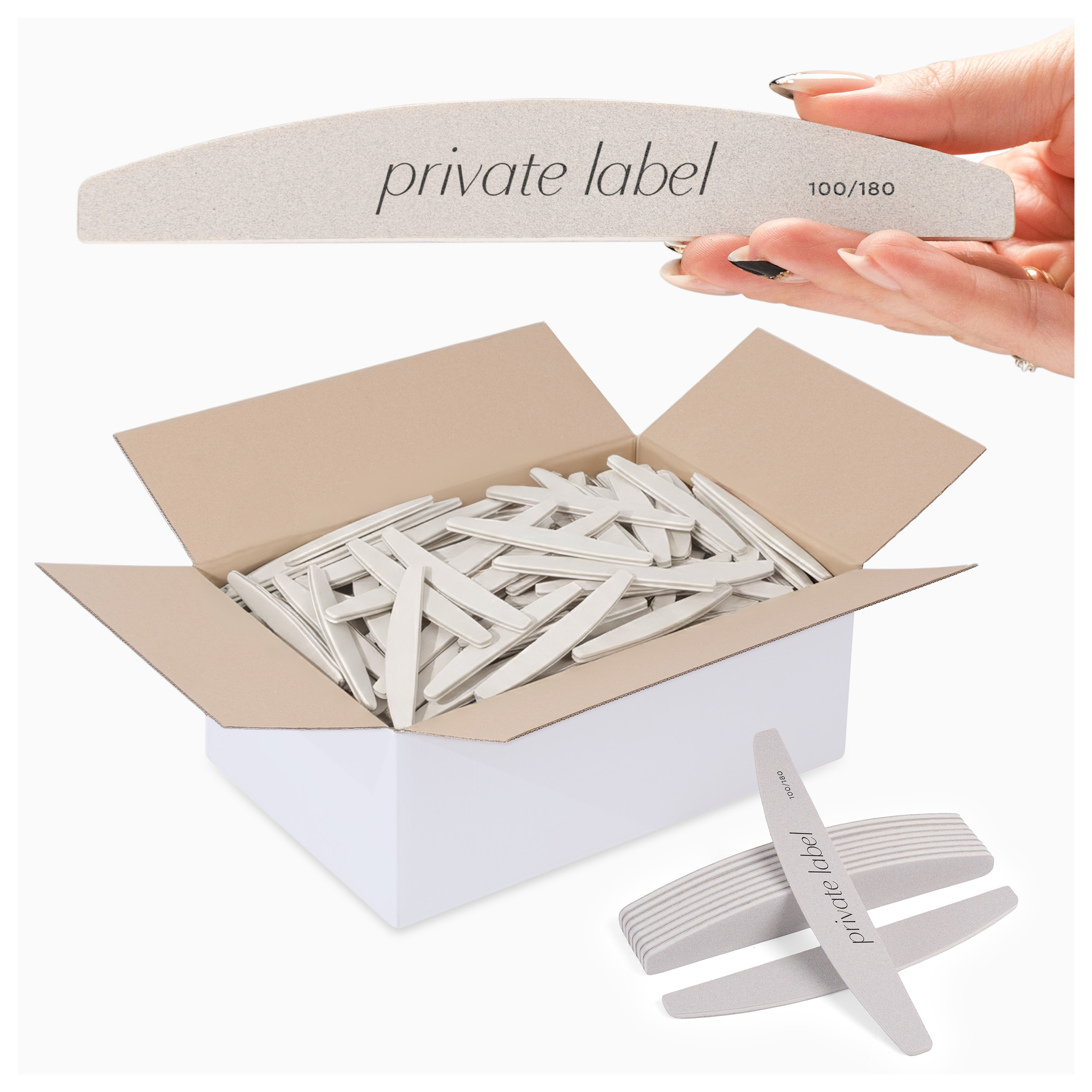 PRIVATE LABEL Lima per unghie FLAMING Aba Group MEZZA LUNA 100/180 SLIM 10 000 pcs.