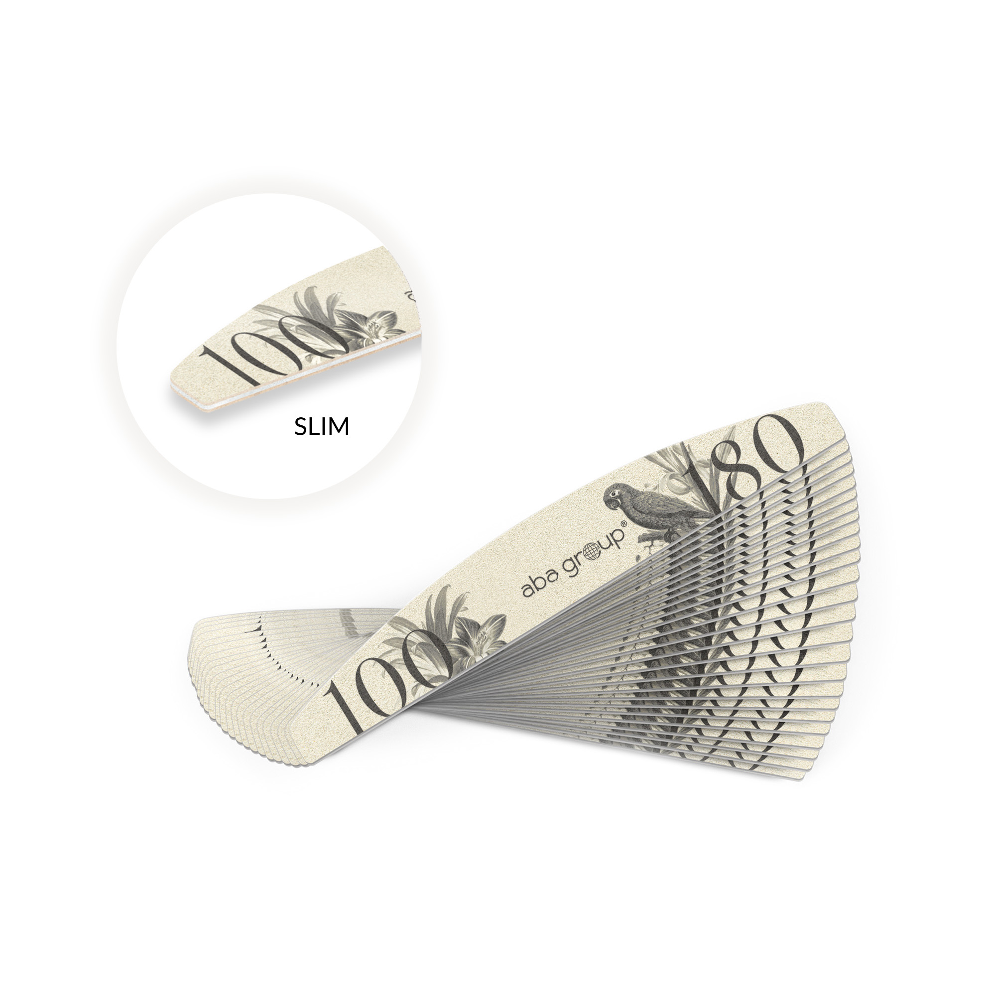 Aba Group Pilnik do paznokci PÓŁKSIĘŻYC 100/180 SLIM - RETRO, 25 sztuk