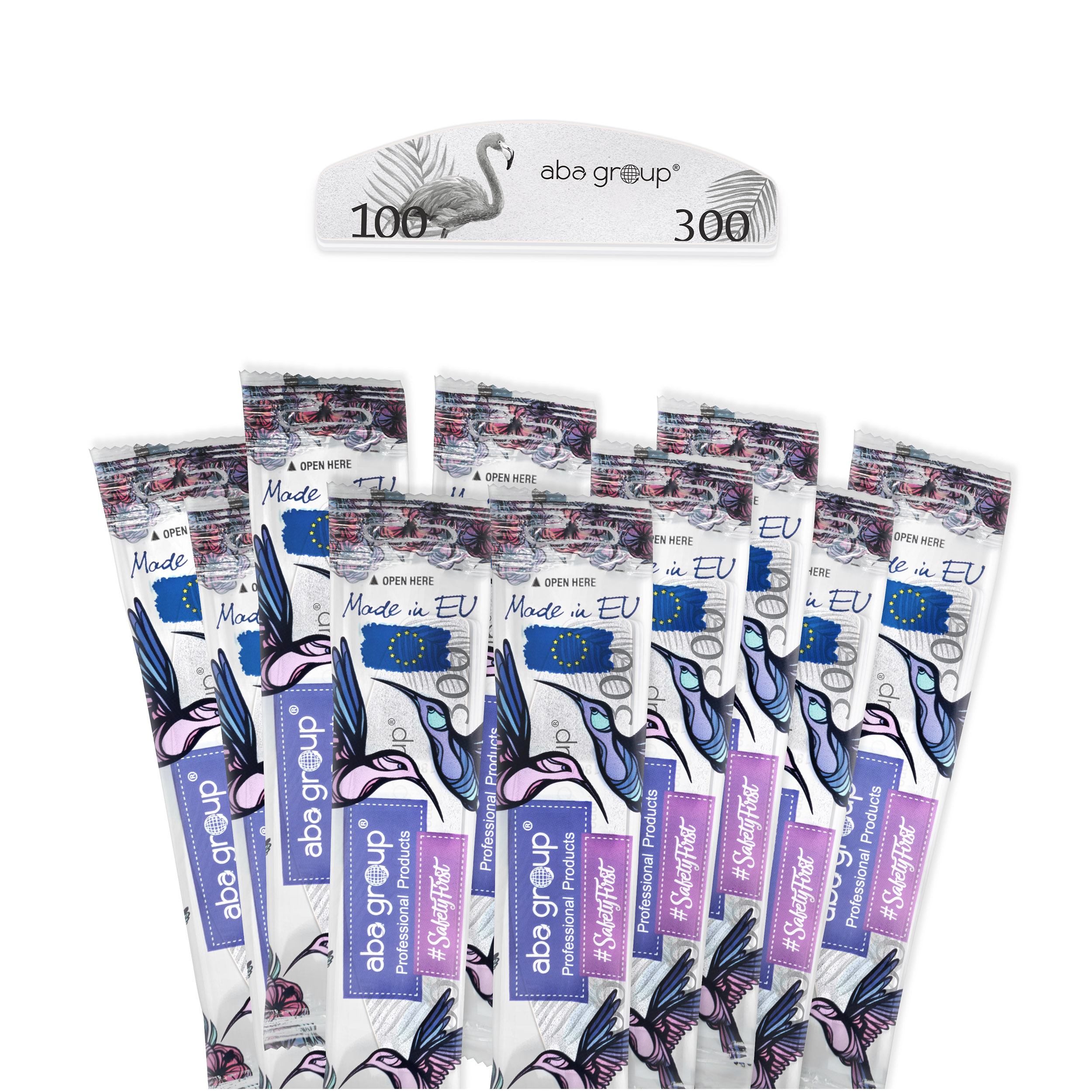 Aba Group BEZPIECZNY PAKIET Mini Sweet Polerka matująco-wygładzająca PÓŁKSIĘŻYC 100/300 - FLAMING, 10 sztuk