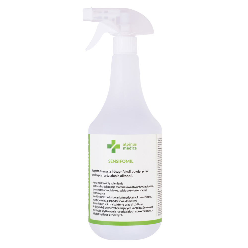 Alpinus Medica Sensifomil 1L - gotowy do użycia płyn do dezynfekcji powierzchni ze spryskiwaczem spieniającym