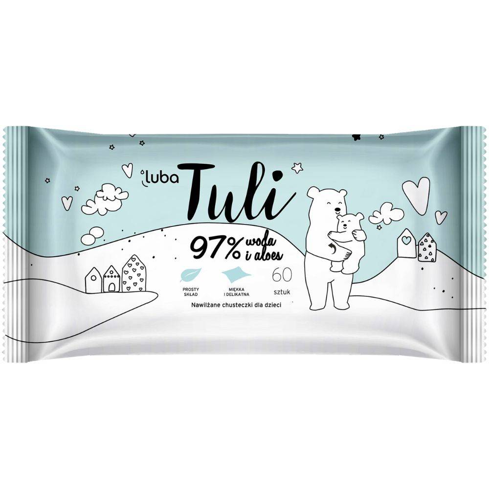 Luba Tuli - Chusteczki Nawilżane dla dzieci, 97% Woda i Aloes, 60 szt.