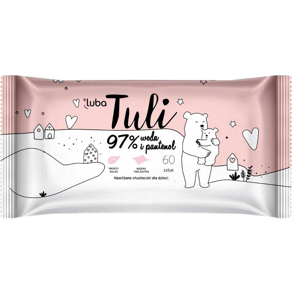 Luba Tuli - Chusteczki Nawilżane dla dzieci, 97% Woda i Pantenol, 60 szt.