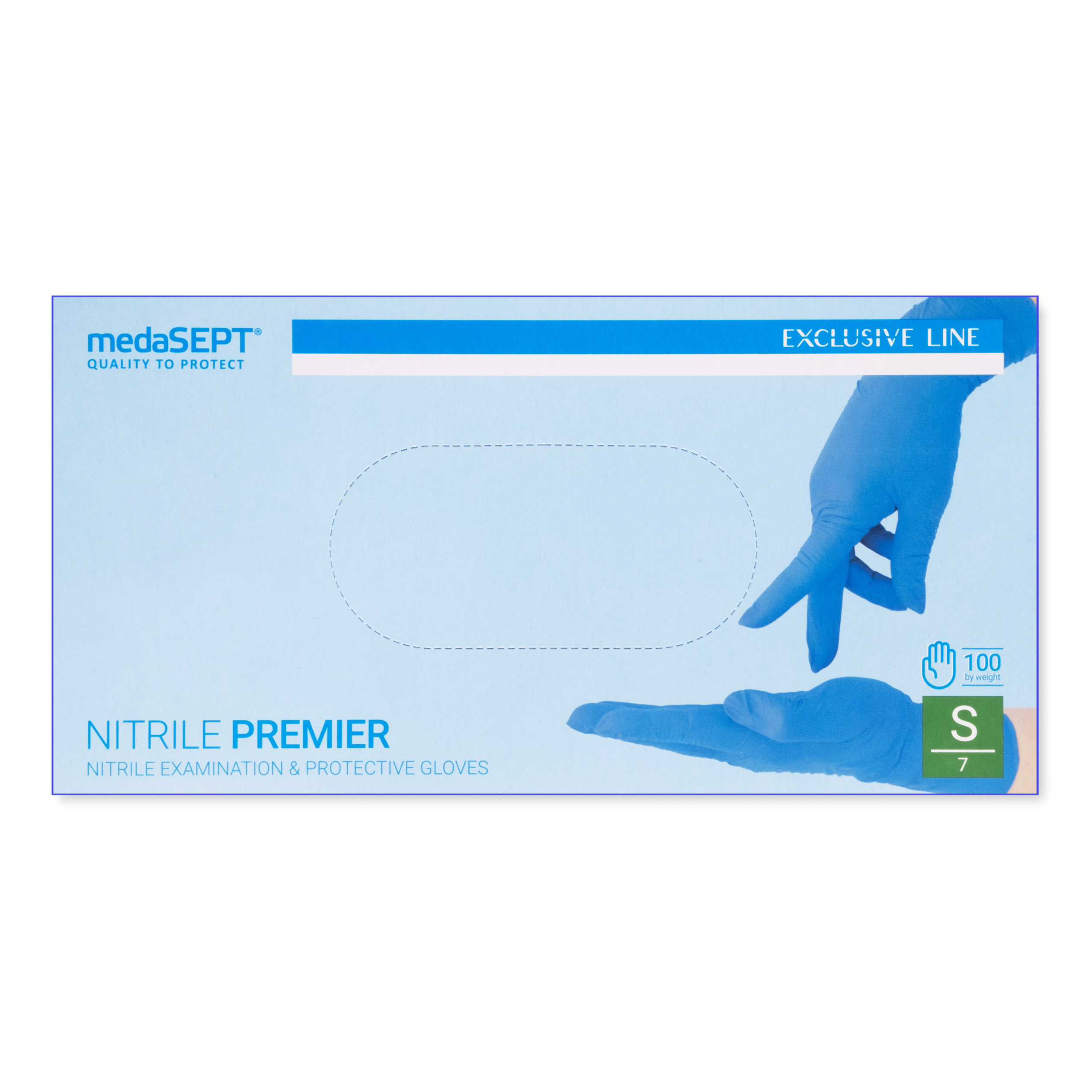 medaSEPT NITRILE PREMIER S rękawice diagnostyczne, nitrylowe bezpudrowe, niebieskie 100 szt - obrazek 2